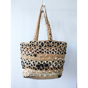 Magid Jute Boho Rag Woven Natural Large Tote Bag